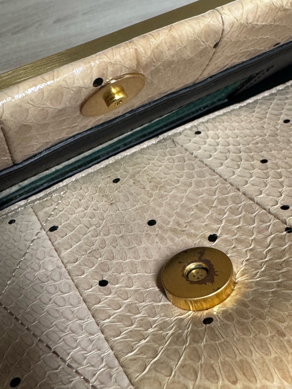 Brian Atwood Beige Snake Leather Print  Clutch - Picture 13 of 14